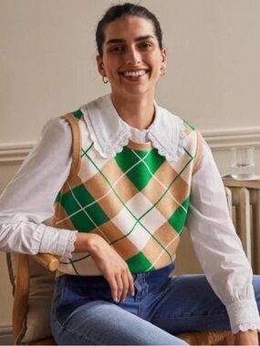 Boden Harriett Cashmere / Wool Blend Sleeveless Vest Top Medium